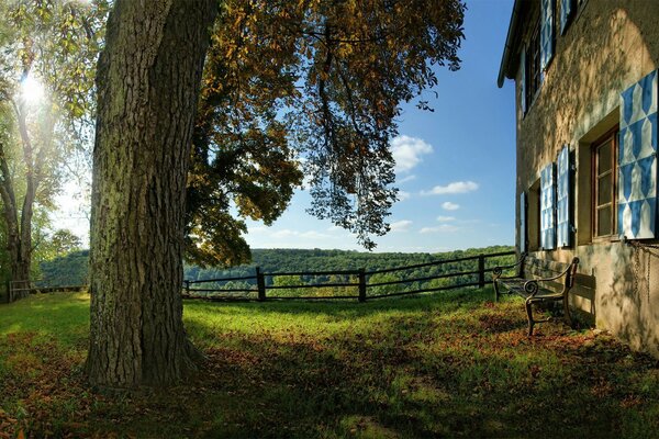 Beautiful nature of the village in autumn