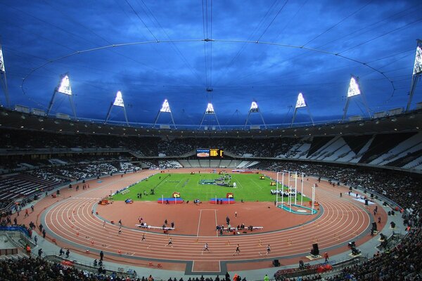 Stadionfoto mit den Bolzernern bei den Olympischen Spielen