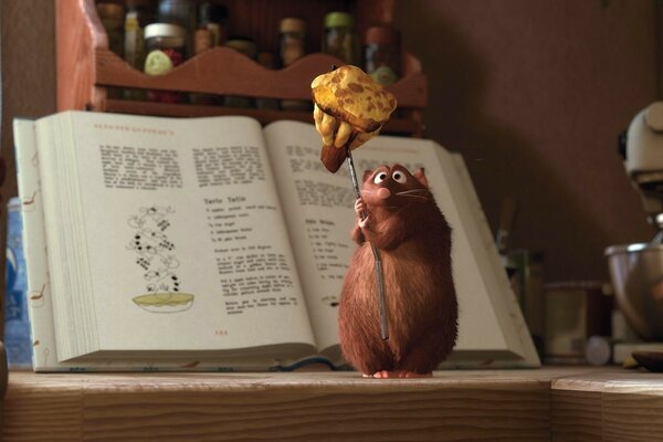 The mouse from the movie does his homework