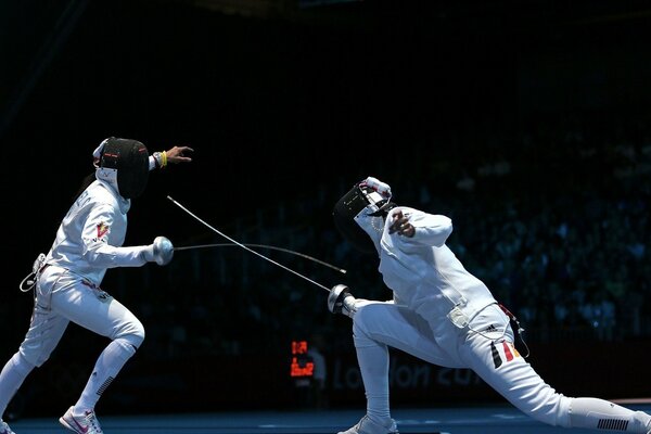 Olympic Games two athletes in fencing