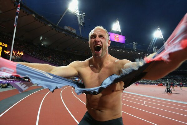 La joie du vainqueur en athlétisme