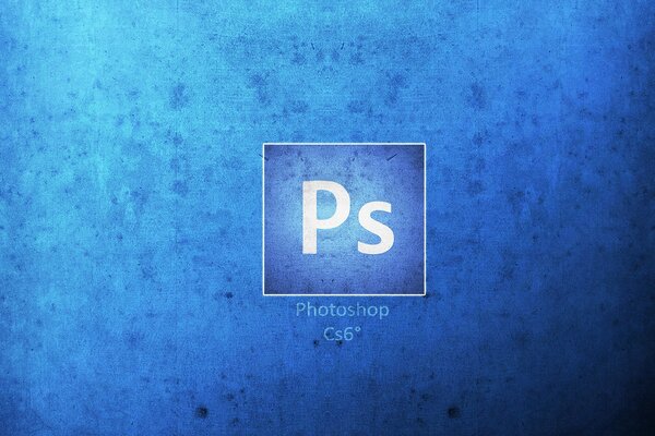 Retro logotipo Photoshop No fundo azul