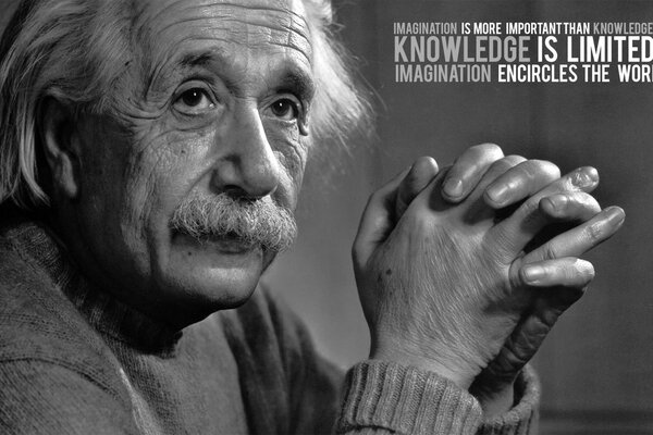 Retrato blanco y negro de Albert Einstein