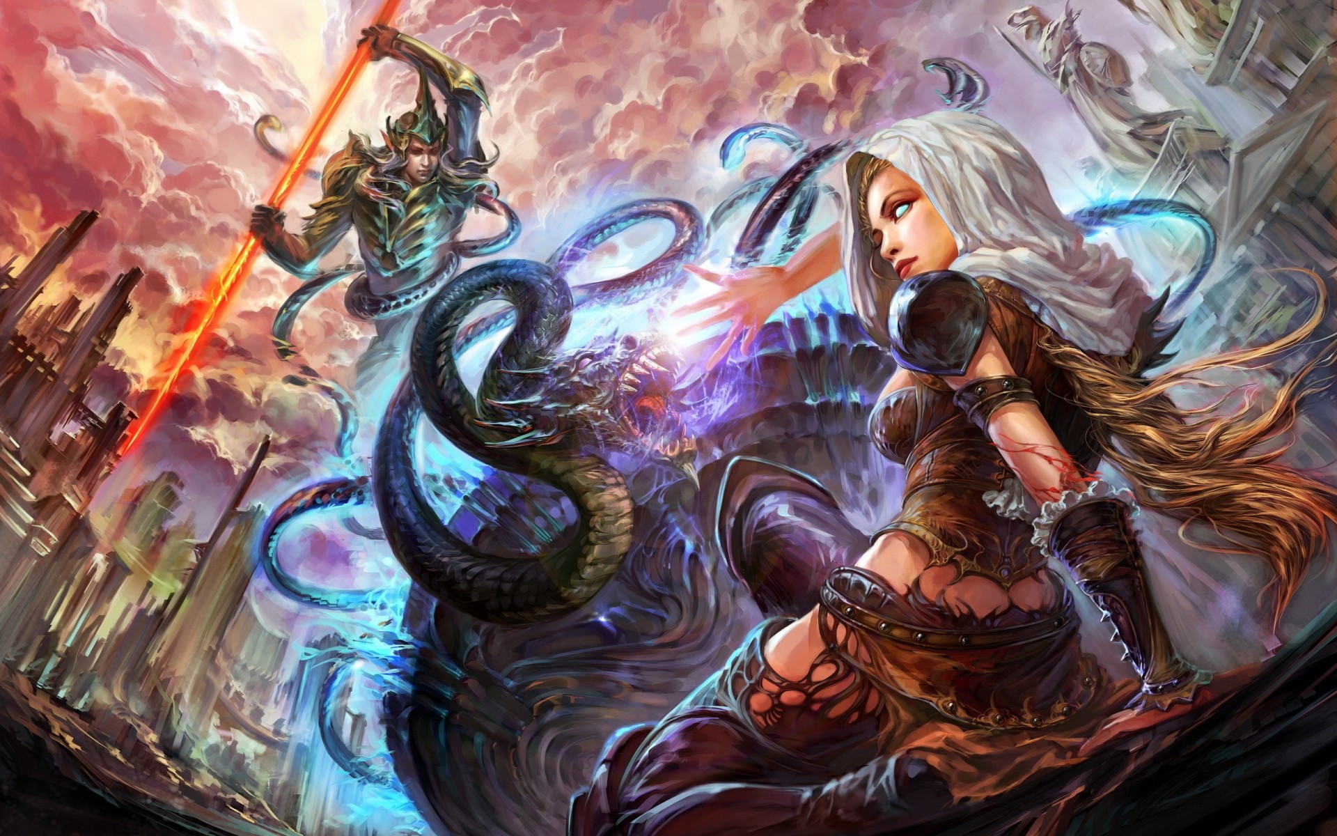 other games art painting religion desktop color decoration design fight girl boy tail spear