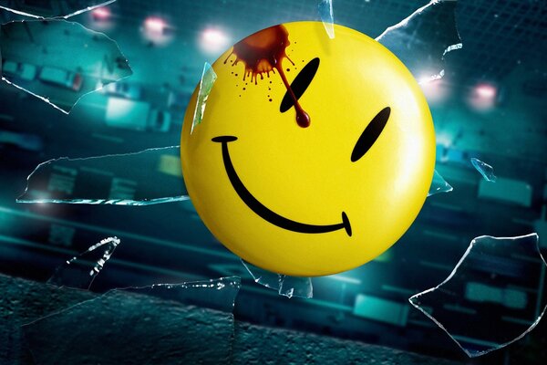 Smiley face in blood broke the glass