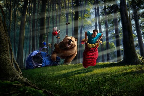 Fantasy park featuring a bear