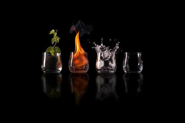 Four elements of light in glasses