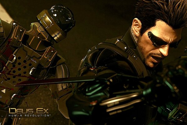 A shot from the game Deus Ex, indoors