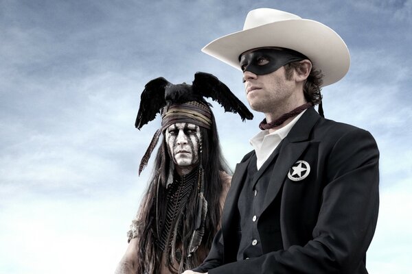 Joni Depp als Indianer mit dem Dach