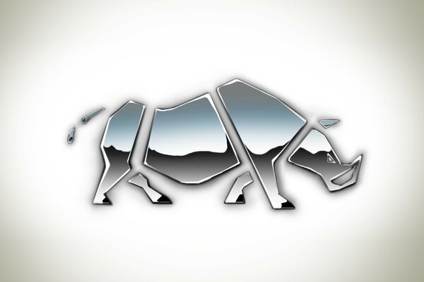 An illustration of a mirrored rhinoceros