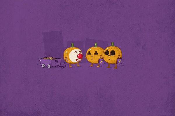 Illustration of the Halloween holiday with cartoon pumpkins