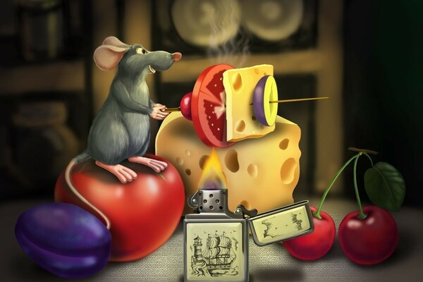 Still life with a mouse and a lighter from Disney