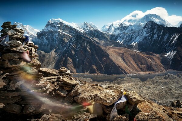 Majestic mountain range in a snow cap