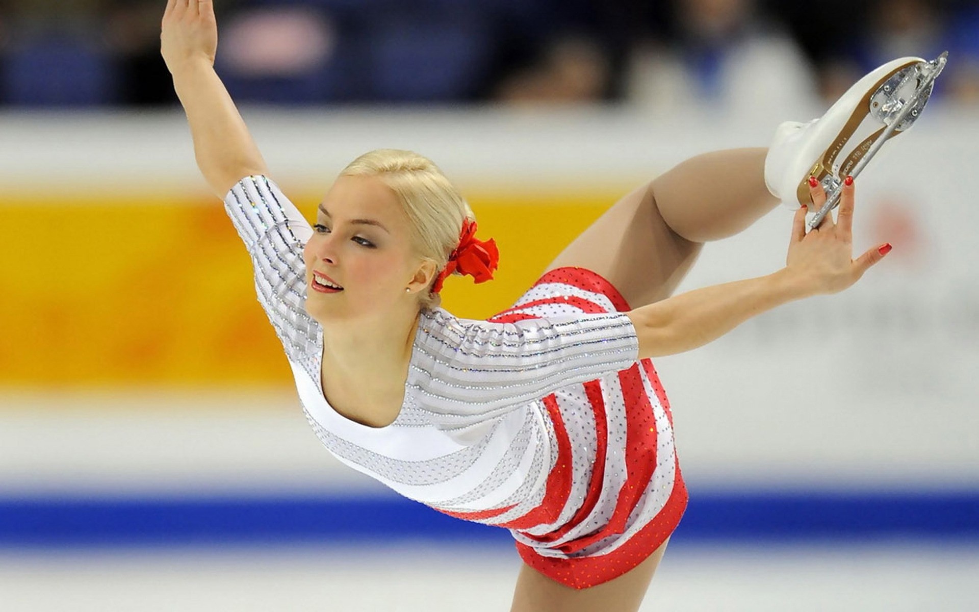 sports gymnastics athlete competition adult strength exercise championship woman class art figure skating ice white blonde