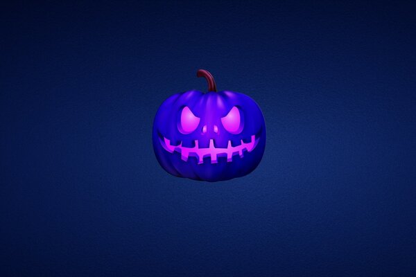 Wallpaper screensaver Halloween dark blue background evil pumpkin