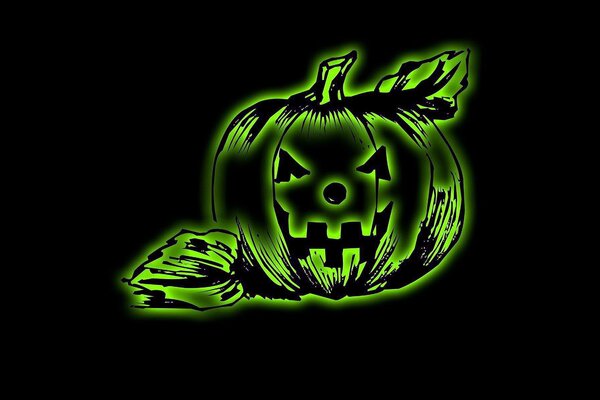 Drawing of a pumpkin. Neon picture