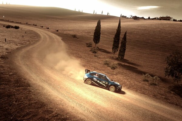 Subaru участвует в ралли в игре gran turismo 5