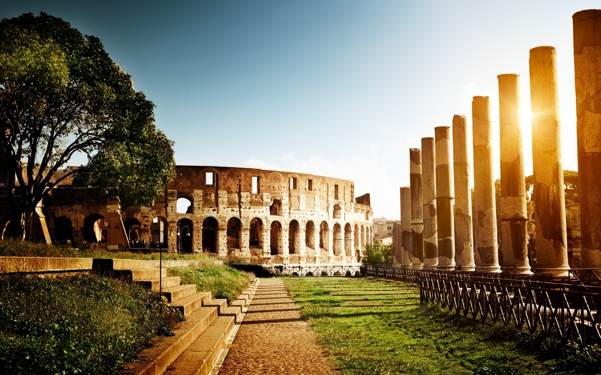 italya mimari seyahat antik sütunlar açık havada ev eski şehir gökyüzü ağaç din tapınak anıt taş manzara roma tarihi roma colosseum