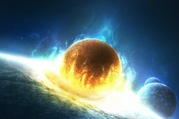 Planet in Flammen Desktop-Hintergrund