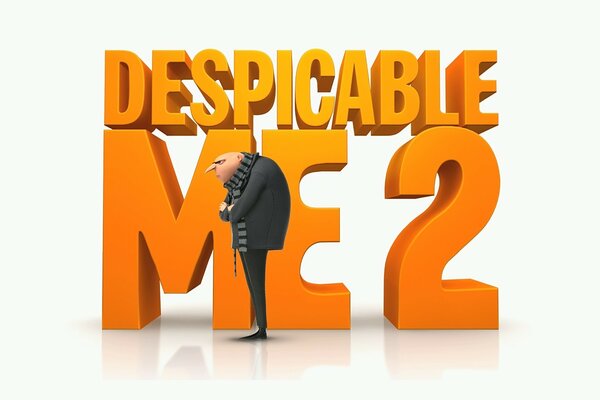 Ilustración de la película Despicable me 2. Letras brillantes.