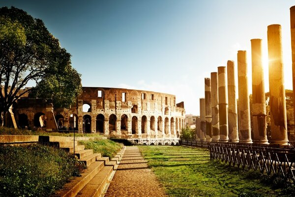 Magnificent ancient columns of Italy