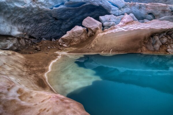 Beautiful blue lagoon and grotto