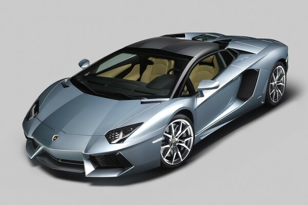 Silver Lamborghini with leather interior