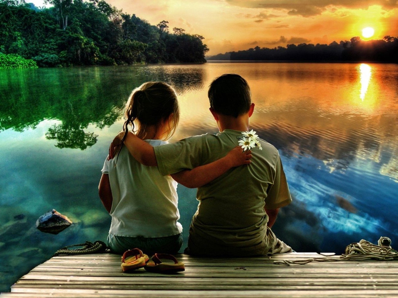 children in nature water girl lake river nature sunset reflection travel child outdoors park summer leisure dawn beautiful two love recreation couple