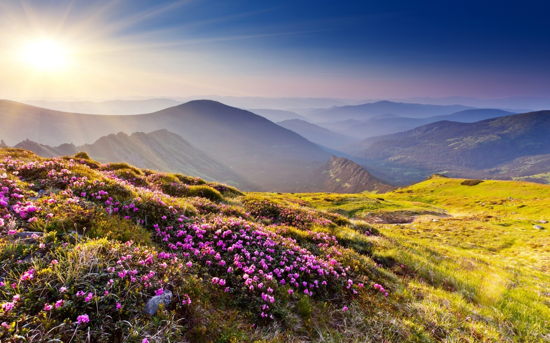 paisaje paisaje naturaleza montaña al aire libre cielo viajes hierba pastizales flor amanecer escénico puesta de sol verano heno campo fondo foto fotos de paisaje foto