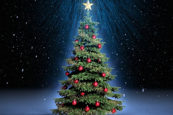 Christmas tree under the starry sky