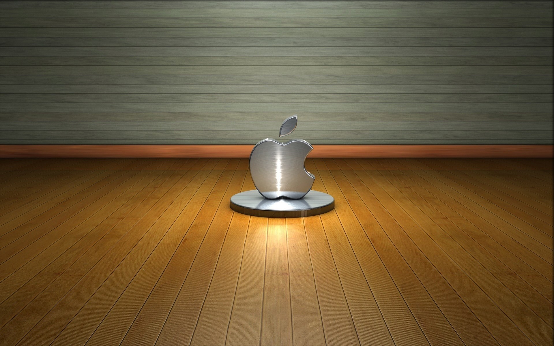 apple bois plancher vide meubles à l intérieur en bois chambre en bois mur parquet à l intérieur famille exposition table tableau noir fond pomme 3d logo apple logo apple