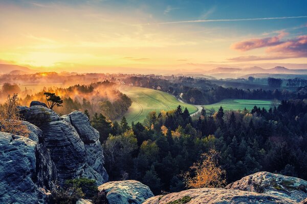 Sunset from a bird s-eye view