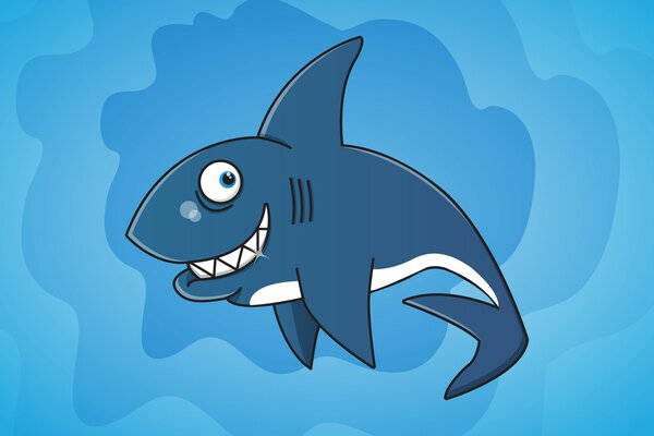 Image d un requin souriant sur fond bleu