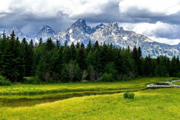 Beautiful landscape of snow-capped mountains