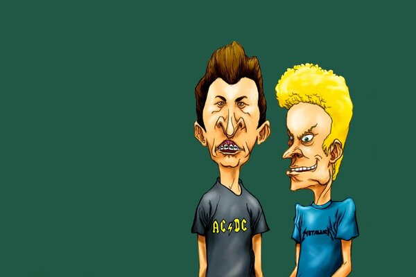 Beavis and butthead on a green background