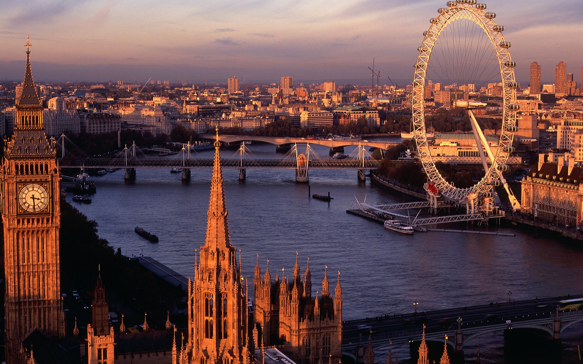 united kingdom travel water city bridge river architecture sunset evening dusk sky cityscape outdoors building landmark tourism sight urban tower town big wheel thames olympics