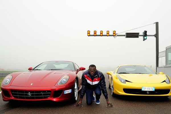 Carreras de coches en el asfalto