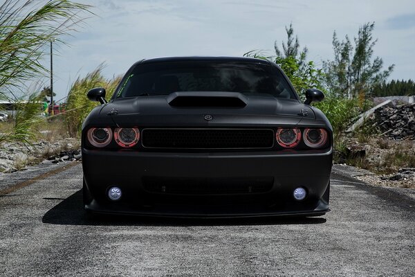 Автомобиль dodge challenger черно-матовый