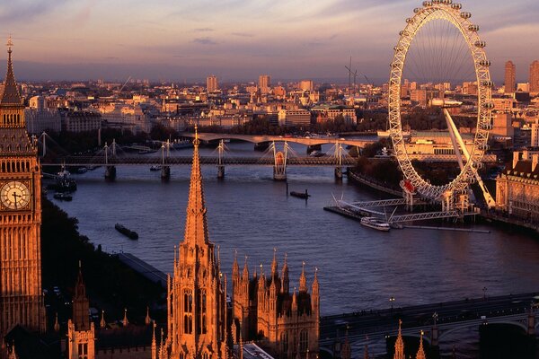 Großbritannien, Brücke, Riesenrad