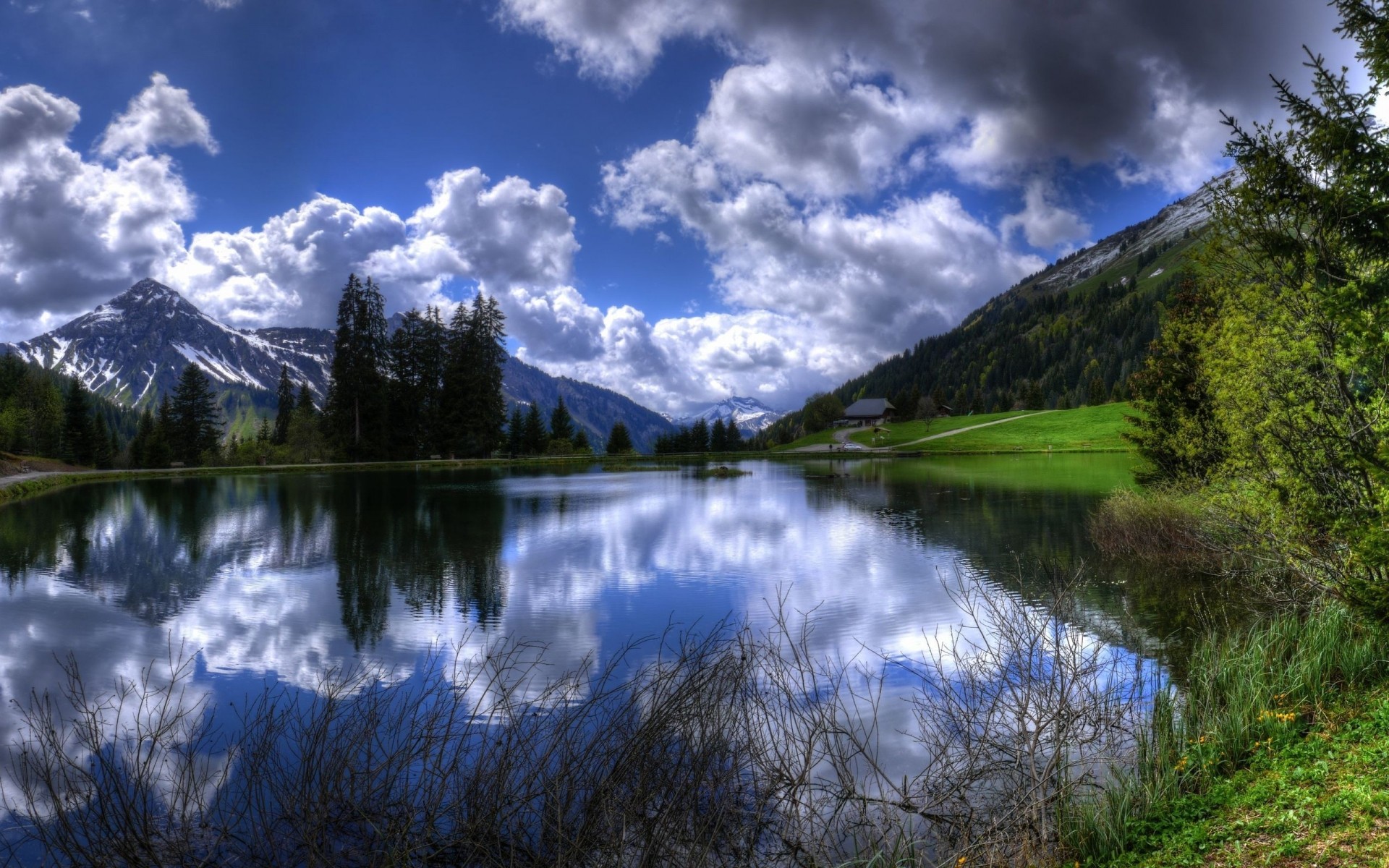 paysage lac paysage eau réflexion nature montagnes ciel bois rivière voyage à l extérieur bois neige scénique aube nuages printemps