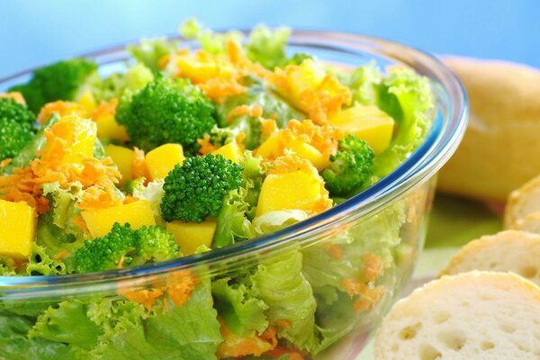 Salad with broccoli and cheese