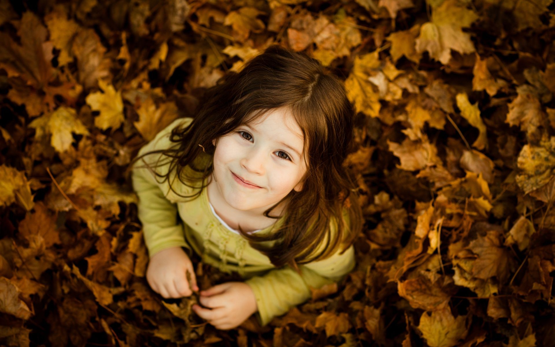 ridere bambini autunno natura ragazza foglia di legno maple park bella ritratto di un volto albero di luce di modo all aperto modello carino sorriso