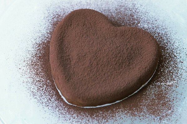 Edible heart in cocoa powder