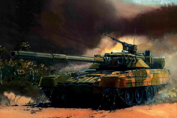 Sahada savaşta askeri tank