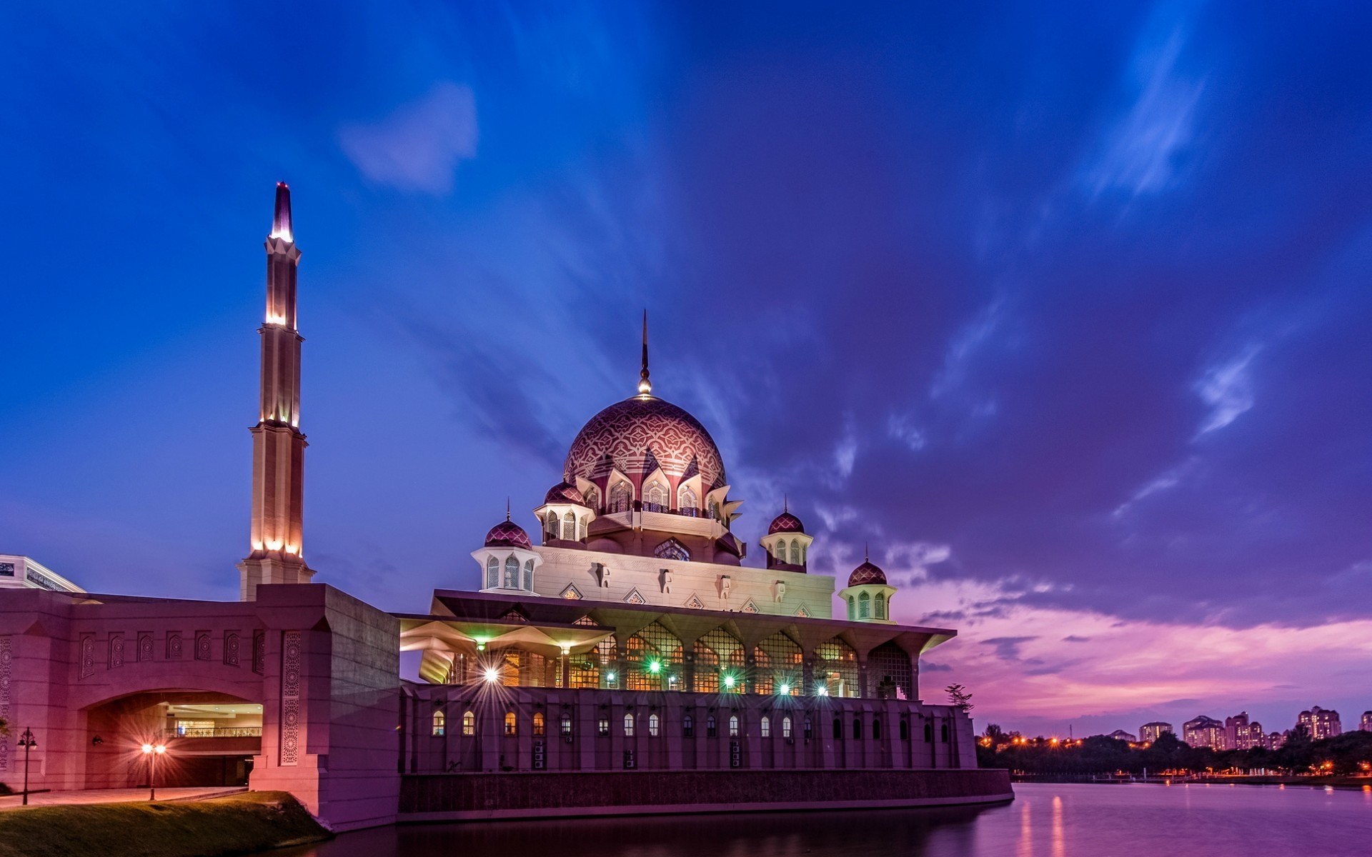 other city architecture travel dusk building sky minaret religion evening outdoors water dome city sunset tourism temple landmark tower