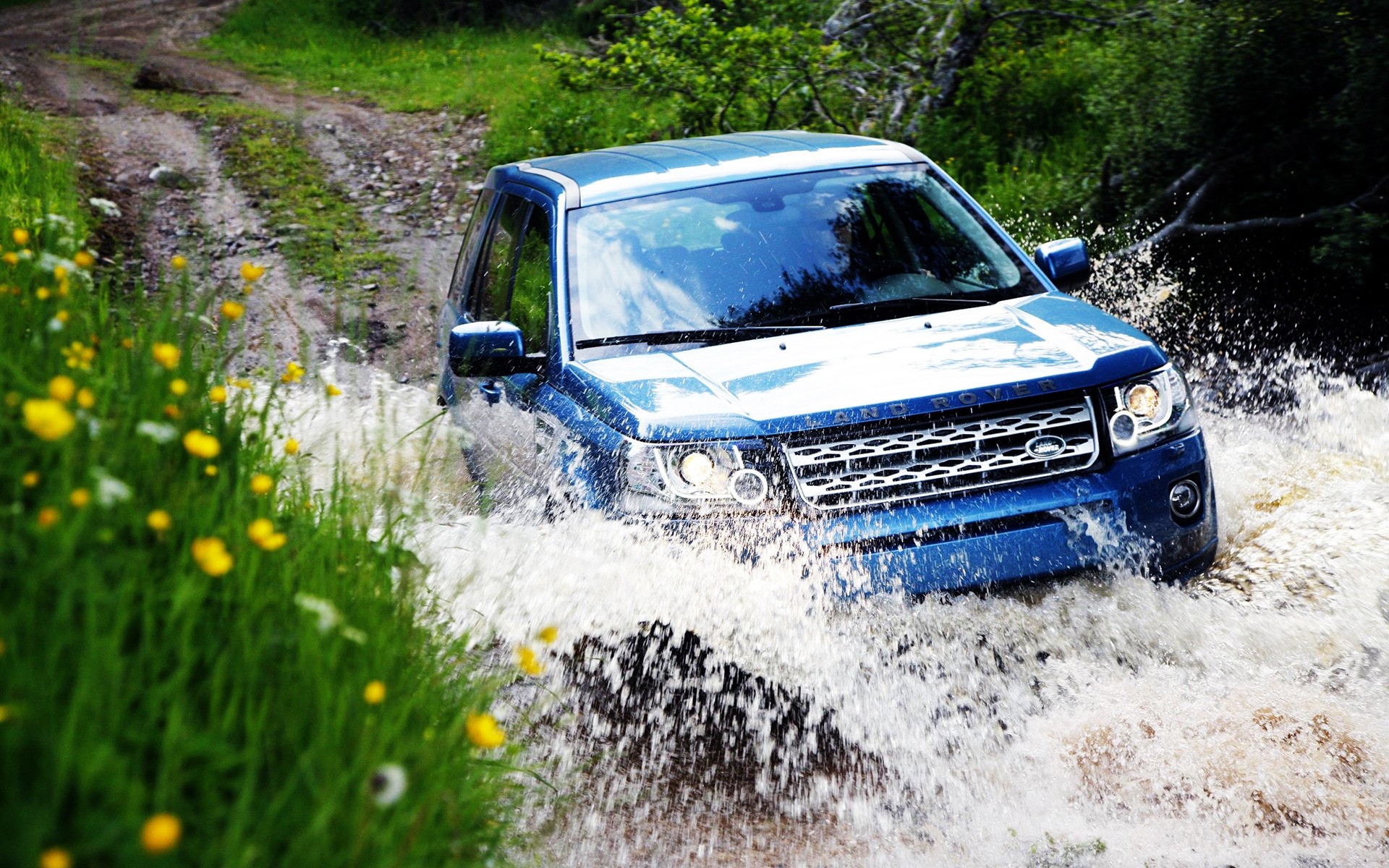 range rover car vehicle fast hurry road transportation system nature outdoors soil wet weather rain