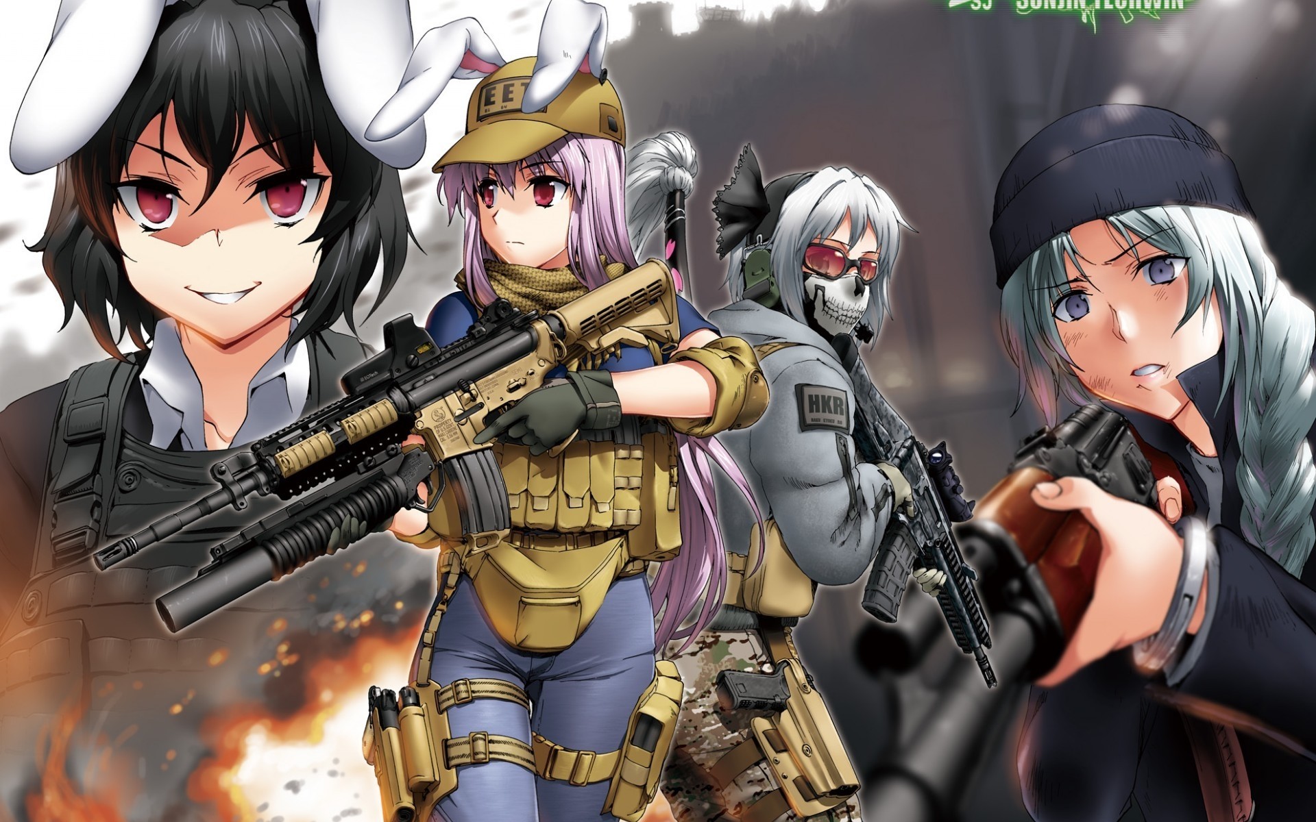 cartoons gun weapon woman girl military police pistol manga