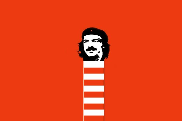 Drapeau rouge patriotique avec l image de Che Guevara