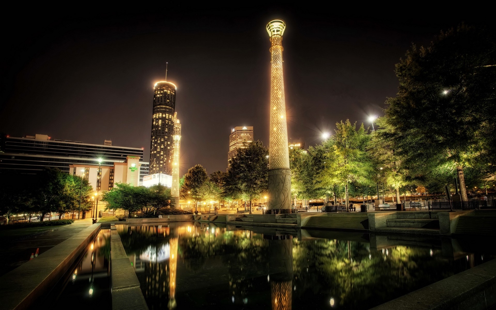 united states city architecture travel building street urban evening dusk sky water bridge cityscape reflection tower river downtown outdoors light skyscraper hdr