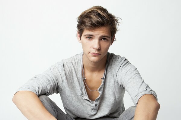 Young man on a white background